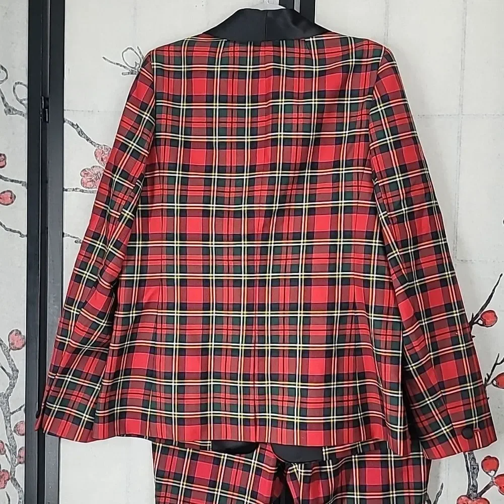 J. Crew Nwt Parke Red Tartan Plaid Tuxedo Suit Satin Lapel Blazer/Pant Set 16T